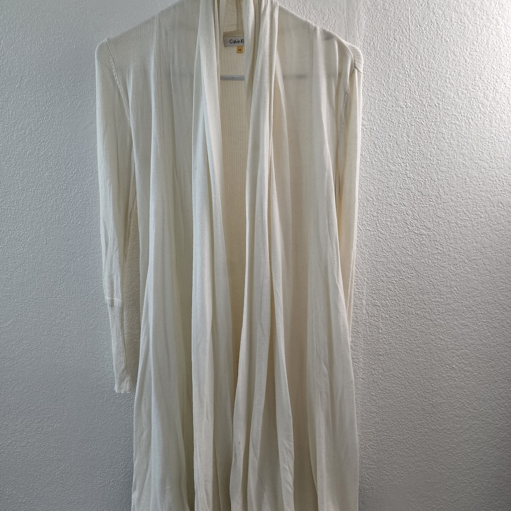 Calvin Klein Ivory Long Thin Cardigan